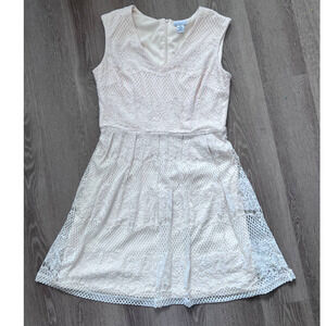 Liz Claiborne Size 14 Cream Fit & Flare Lace Dress